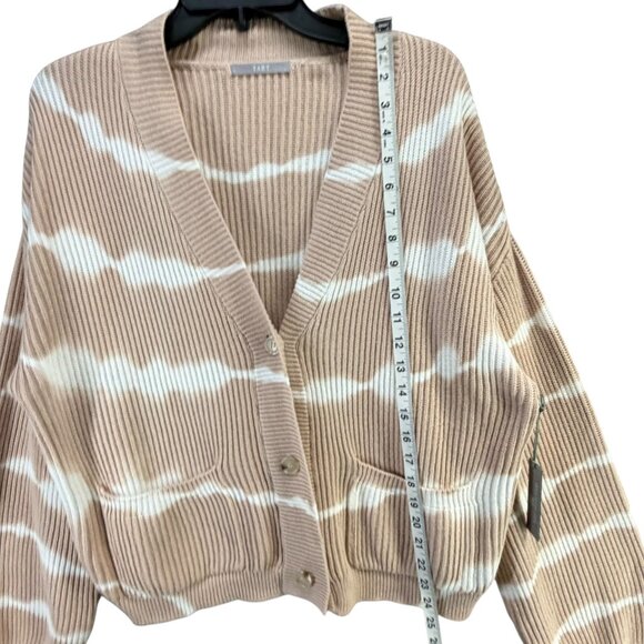 Tart Collections Cardigan Sweater Womens L Beige Tie Dye Button Cropped Slouchy - Picture 9 of 14